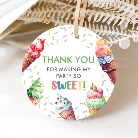 Ice Cream 1e verjaardag Bedankjes Labels