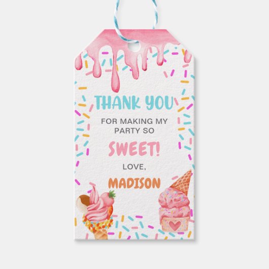 Ice Cream 1e verjaardag Cadeaulabel (Voorkant)