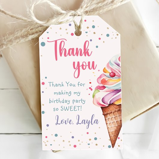 Ice Cream 1e verjaardag Cadeaulabel
