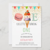 Ice Cream 1e verjaardag Kaart (Voorkant)