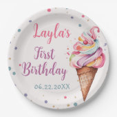 Ice Cream 1e verjaardag Papieren Bordje (Voorkant)