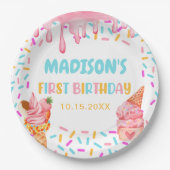 Ice Cream 1e verjaardag Papieren Bordje (Voorkant)