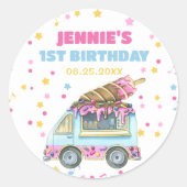 Ice Cream 1e verjaardag Ronde Sticker (Voorkant)
