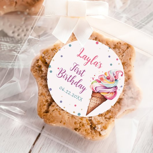 Ice Cream 1e verjaardag Ronde Sticker