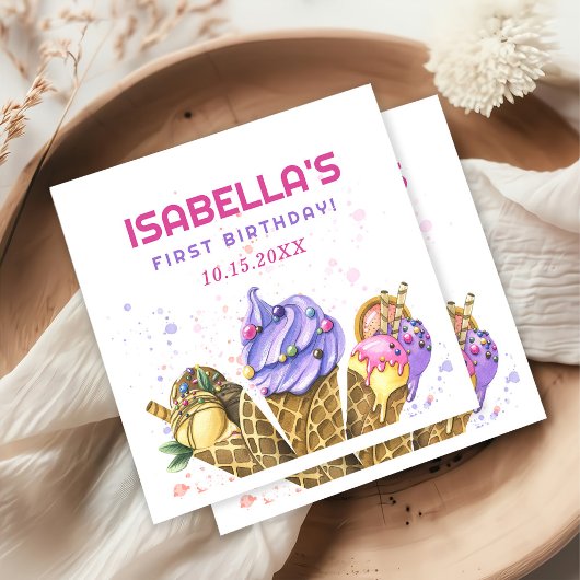 Ice Cream 1e verjaardag Servet