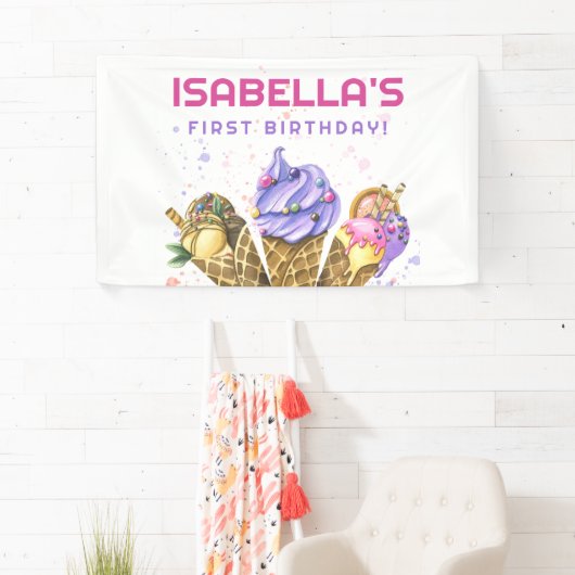 Ice Cream 1e verjaardag Spandoek (Insitu)