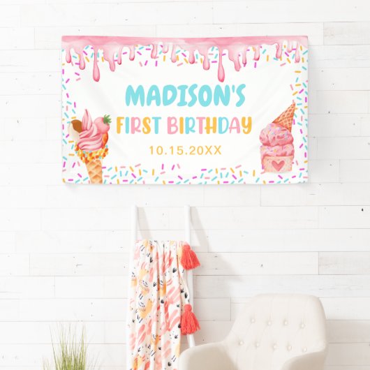 Ice Cream 1e verjaardag Spandoek (Insitu)