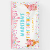 Ice Cream 1e verjaardag Spandoek (Verticaal)