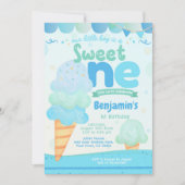 Ice Cream 1st Birthday Party Invitation Kaart (Voorkant)
