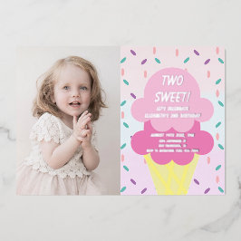 Ice Cream 2e verjaardag Folie Uitnodiging