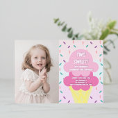 Ice Cream 2e verjaardag Folie Uitnodiging (Staand Voorkant)