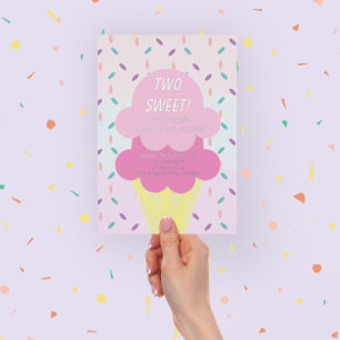 Ice Cream 2e verjaardag Folie Uitnodiging