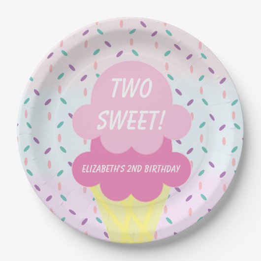 Ice Cream 2e verjaardag Papieren Bordje (Voorkant)
