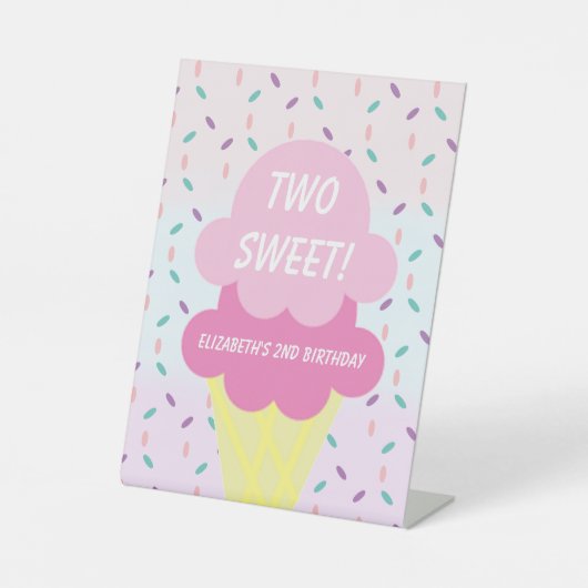 Ice Cream 2e verjaardag Reclamebord Met Voetstuk (Voorkant)