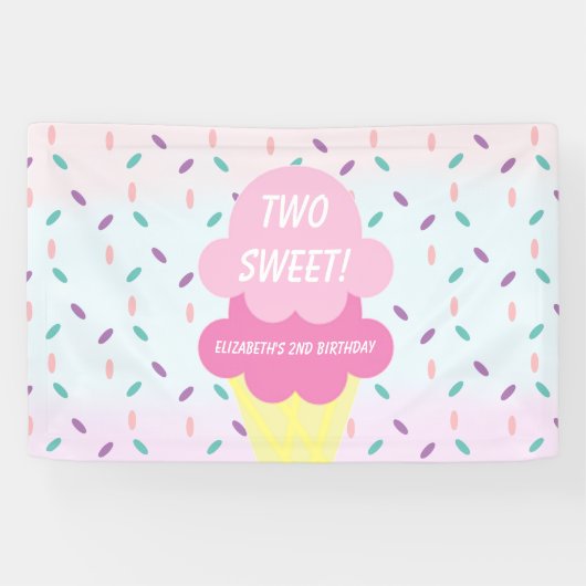 Ice Cream 2e verjaardag Spandoek (Horizontaal)