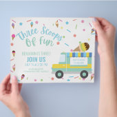 Ice Cream 3e Verjaardag Sibling Triplets teken Flyer (Hand)