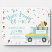 Ice Cream 3e Verjaardag Sibling Triplets teken Fotoplaat (Voorkant)