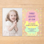 Ice Cream 3rd Birthday Acryl Uitnodigingen (Voorkant)