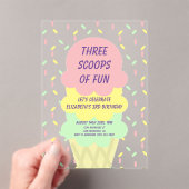 Ice Cream 3rd Birthday Acryl Uitnodigingen (Insitu (Draagbaar))
