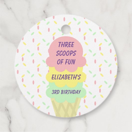 Ice Cream 3rd Birthday Bedankjes Labels (Achterkant)