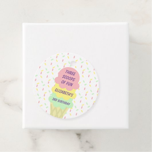 Ice Cream 3rd Birthday Bedankjes Labels (In situ)