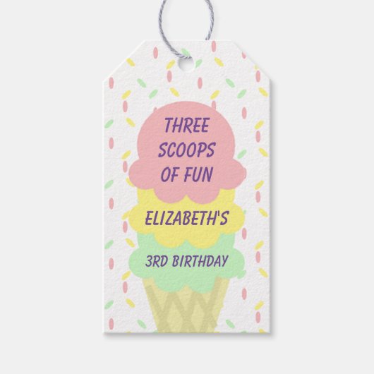 Ice Cream 3rd Birthday Cadeaulabel (Voorkant)