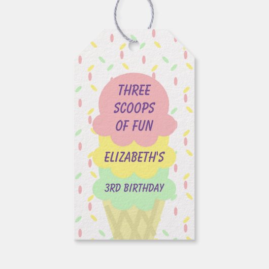 Ice Cream 3rd Birthday Cadeaulabel (Achterkant)