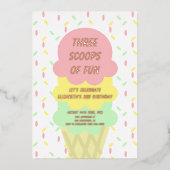Ice Cream 3rd Birthday Folie Uitnodiging (Voorkant)