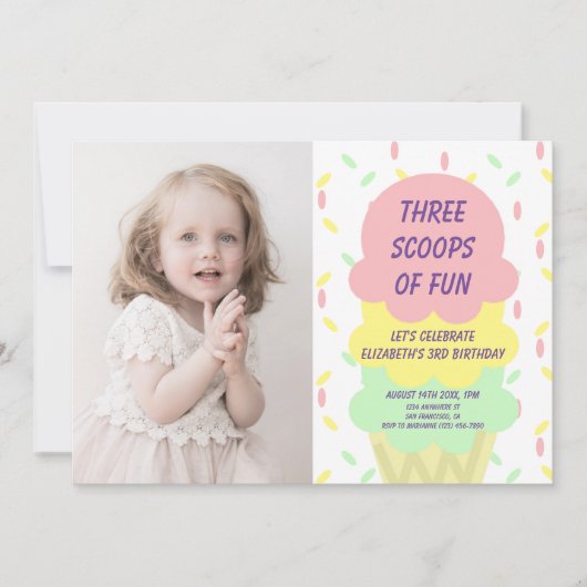 Ice Cream 3rd Birthday Kaart (Voorkant)
