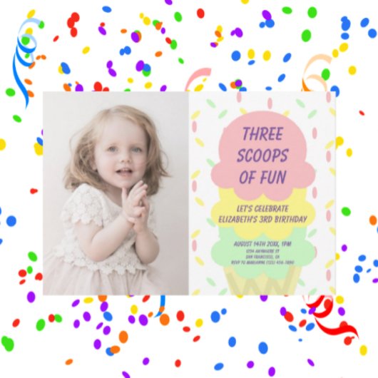 Ice Cream 3rd Birthday Kaart