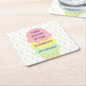 Ice Cream 3rd Birthday Kartonnen Onderzetters (Schuin)