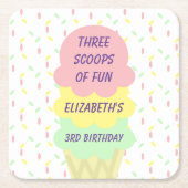 Ice Cream 3rd Birthday Kartonnen Onderzetters (Voorkant)