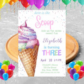 Ice Cream 3rd Birthday Party Invitation Kaart