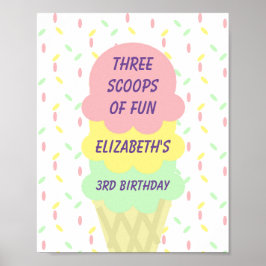 Ice Cream 3rd Birthday Poster