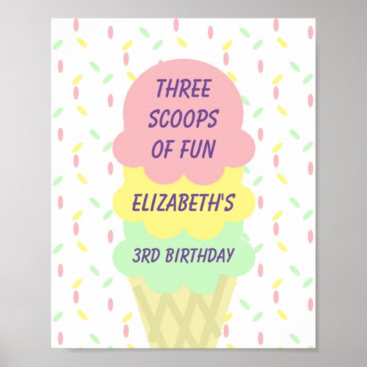 Ice Cream 3rd Birthday Poster (Voorkant)
