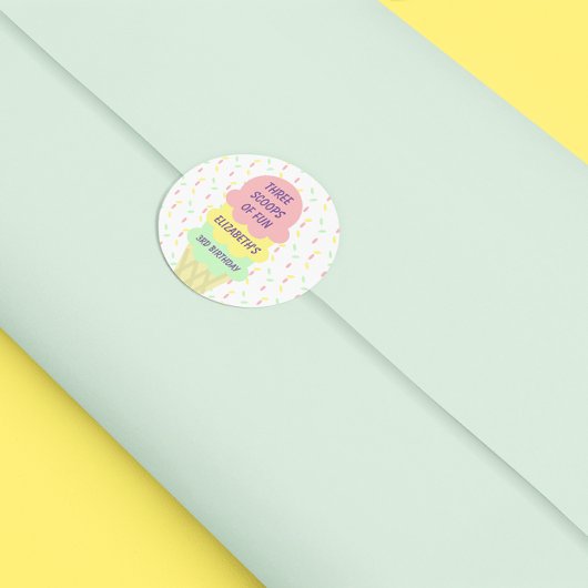 Ice Cream 3rd Birthday Ronde Sticker