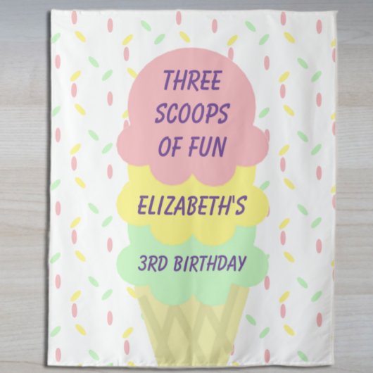 Ice Cream 3rd Birthday Wandkleed