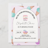 Ice Cream 4e verjaardag uitnodiging (Voorkant)