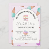 Ice Cream 4e verjaardag uitnodiging (Voorkant / Achterkant)