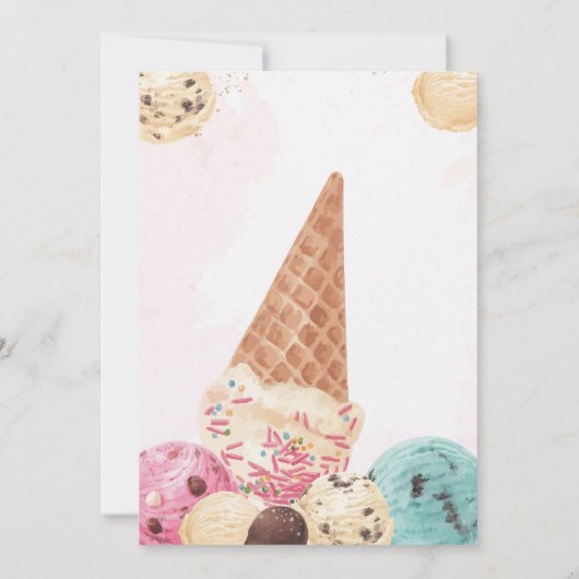 Ice Cream 4e Verjaardag Uitnodiging Icecream Uitno (Achterkant)