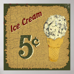 Ice Cream 5 cent Poster
