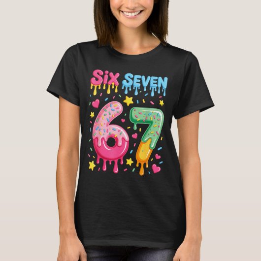 Ice Cream 67 Meme Funny Six Seven Gen Alpha Slang T-shirt (Voorkant)