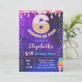 Ice Cream 6e verjaardagsfeest uitnodiging (Staand voorkant)