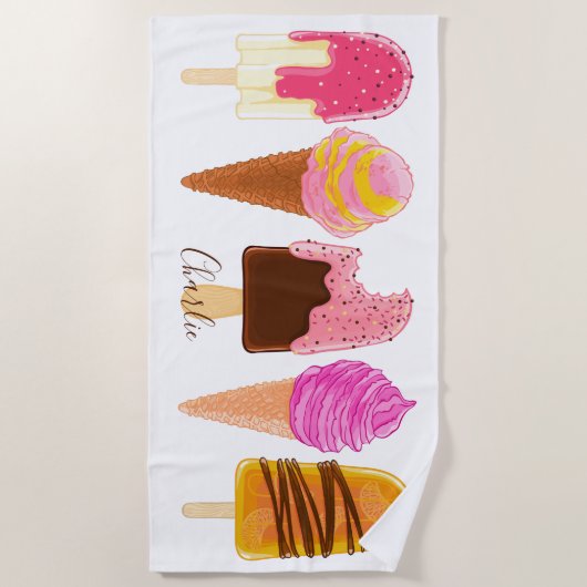 Ice Cream aangepaste badhanddoek (Voorkant)