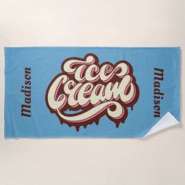 Ice Cream aangepaste tekst en kleurenhanddoek Strandlaken