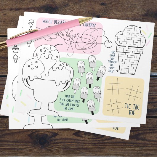 Ice Cream Activity Sheets Kleine Kinder verpakking Notitieblok