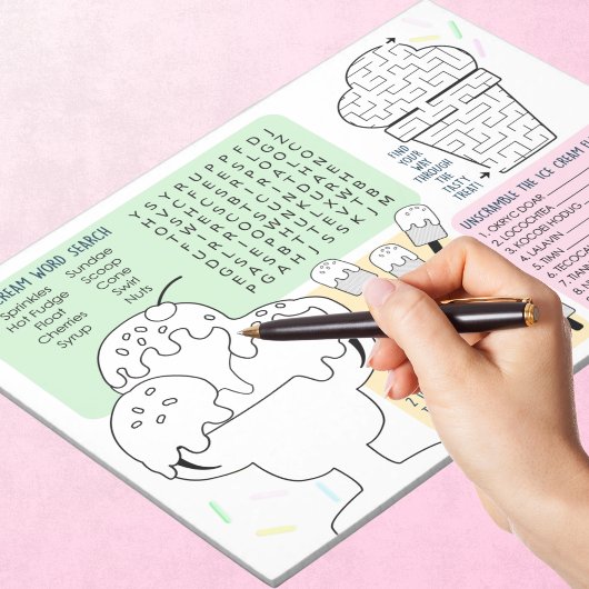 Ice Cream Activity Sheets voor kinderen Pack van 4 Notitieblok