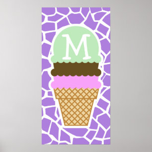 Ice Cream; Amethyst Paarse Giraffe — Dierafdrukken Poster