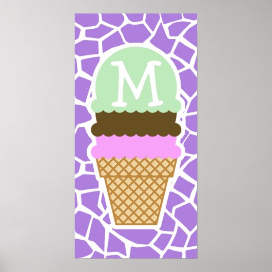 Ice Cream; Amethyst Paarse Giraffe — Dierafdrukken Poster (Voorkant)