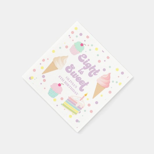 Ice Cream and Cake Eight is Sweet 8th Verjaardag Servet (Hoek)